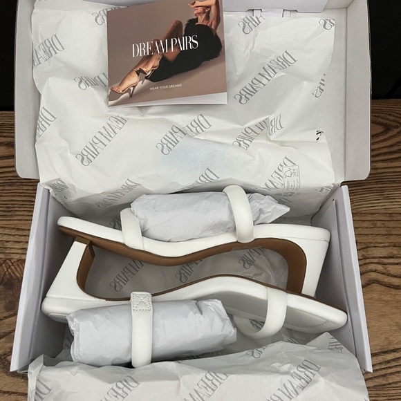 Women's Square Toe Sandals Heels: Two Straps, Open Toe - Picture 3 of 4